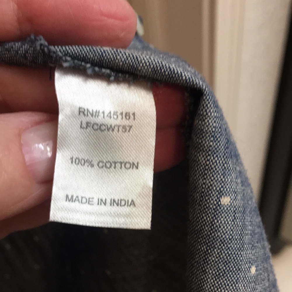 100% Cotton Polka-Dot Tailored Blue/Grey Shirt - Picture 7 of 8